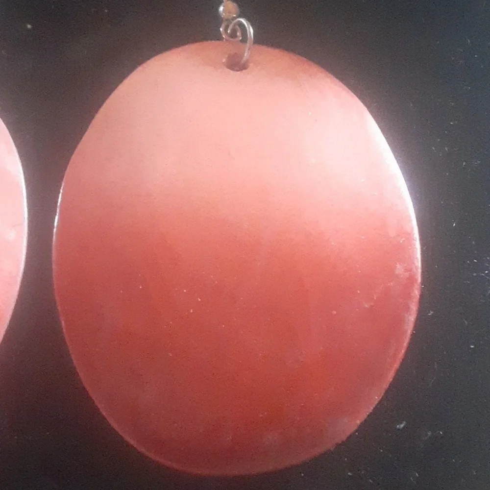 Large Pink Shell Dangle Earrings with Smooth Glossy Finish